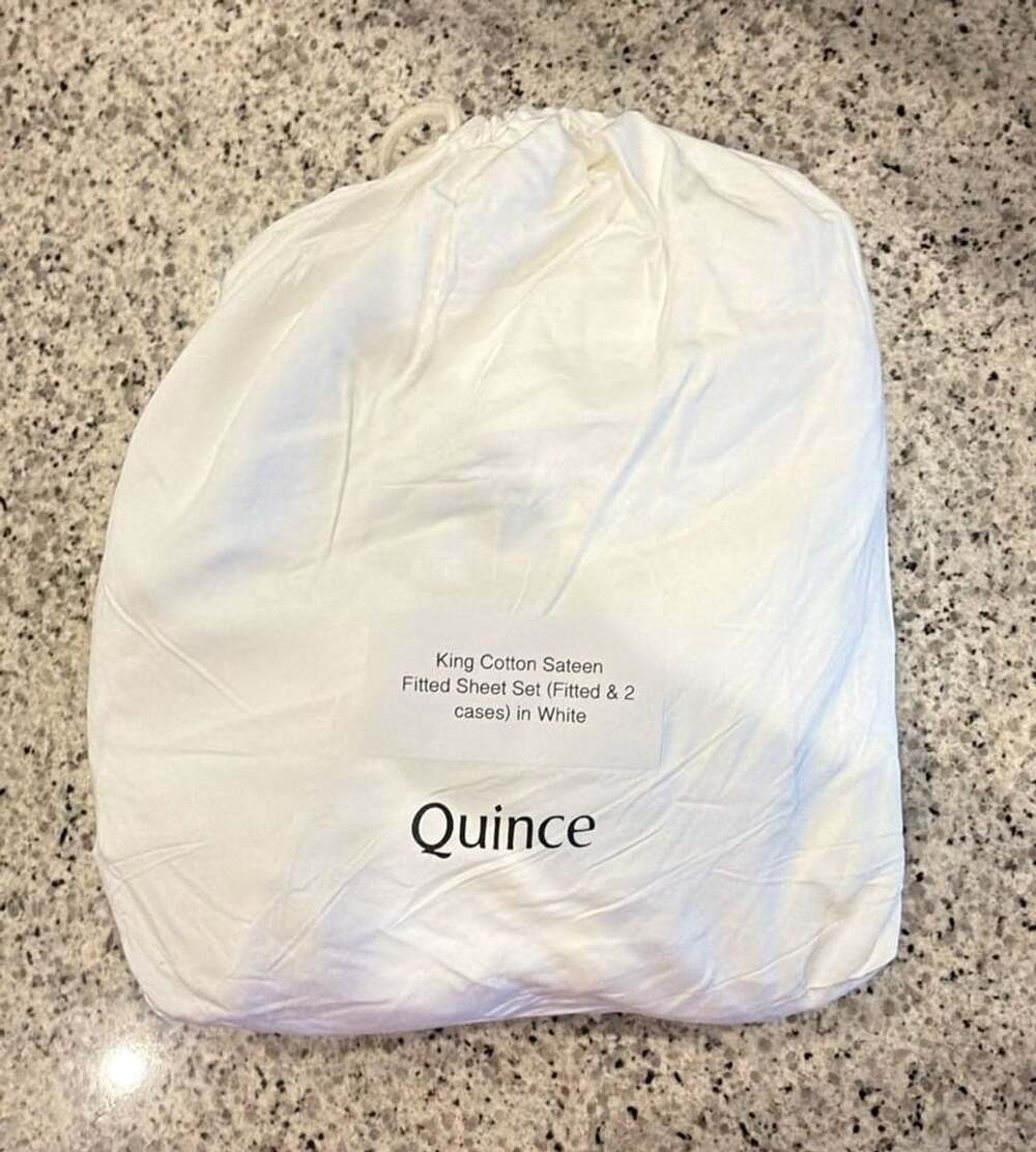 Quince King Cotton Sateen Fitted Sheet Set in White